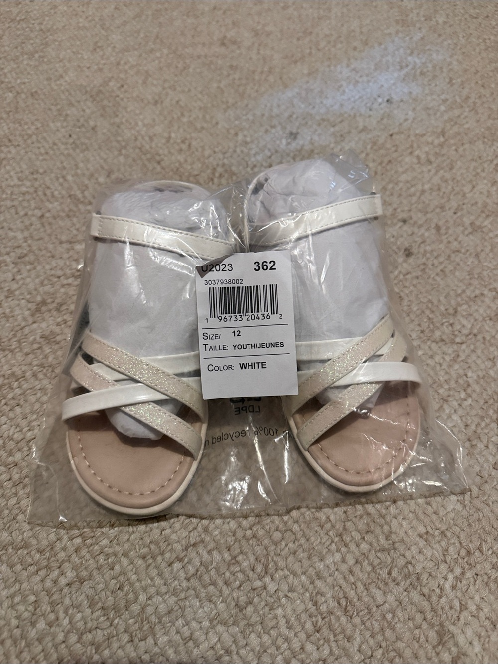 The Children's Place White Glitter Strap Girls' Sandals